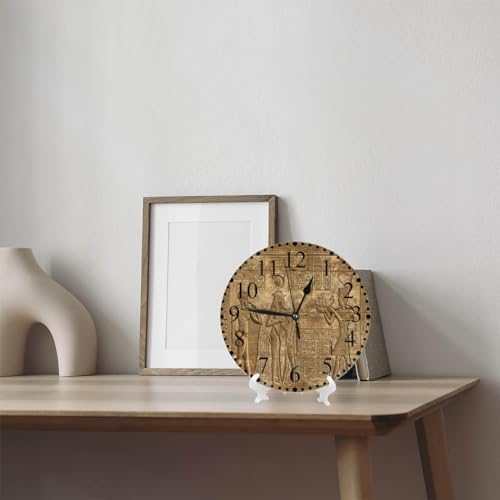 Hieroglyphic Carvings Wall Clock 10 Inch Battery Operated Exterior Walls - Image 7