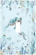 Decorative Light Switch Cover Teal Blue Ocean Sea Turtle Seabed Plants 1 Gang by Lightswitchcovers