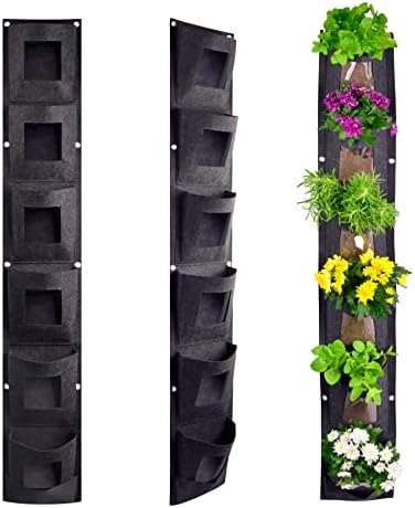 6 Pocket Vertical Grow Bag, Hanging Wall Garden Planter, Indoor Outdoor by CHARGUY