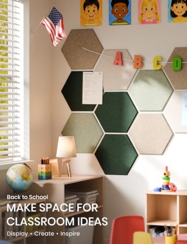 Fluxynara 12-Pack Hexagon Felt Bulletin Board Tiles, Nordic Moss-1 - Image 5