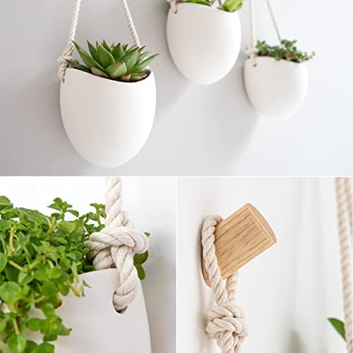 Kazai.® | Porcelain Wall Vases | 3 Piece Set | Including Wooden Hooks | Matte - Image 3