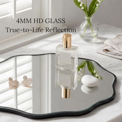 PERFNIQUE Black Scalloped Mirror, Decorative Modern Wall Decor - Image 3