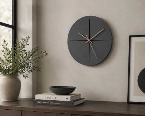 'Old Town' Wooden Modern Wall Clock, Minimalistic and Stylish, Walnut Hands - Image 2
