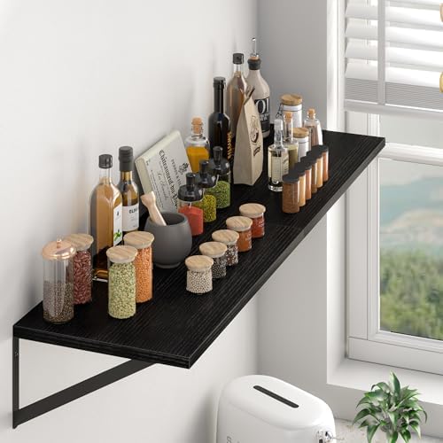 Heimlove 28W x 12D Deep Floating Shelves Set of 2 Black - Image 2