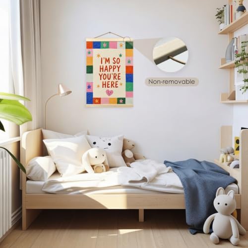 madalo I'm so Happy You're Here Wall Art Poster Hanger Frame, kids Welcome Sign - Image 3