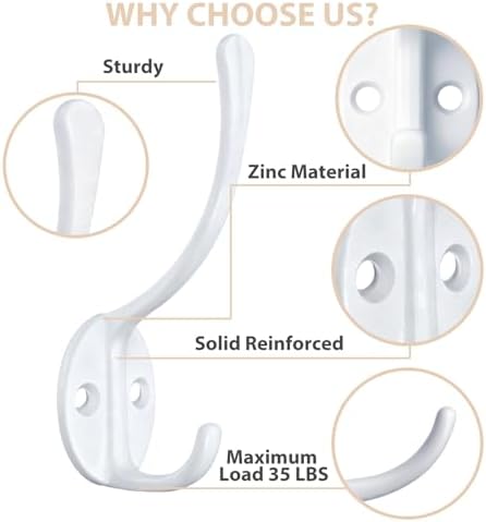 Homanu 10 Pack Coat Hooks Wall Mounted - Image 4