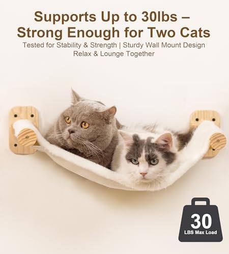 Cat Wall Hammock, Wall Mounted Reversible Plush-Canvas Bed - Image 3
