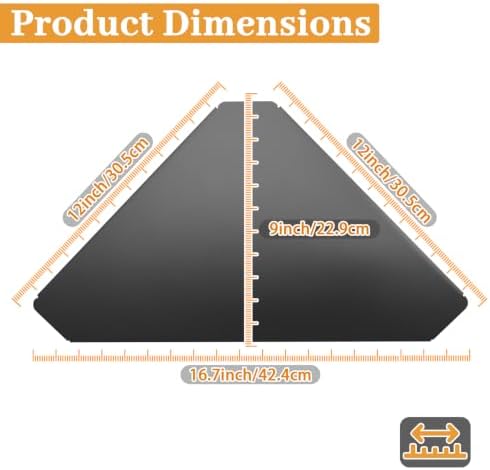 12" Black Large Corner Floating Shelf Wall Mounted, Metal 2 Pcs - Image 3