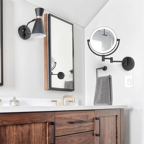 Brass Lighted Wall Mounted Makeup Magnifying Mirror 1X/10X - Image 2