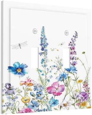 Decorative Switch Plates Boho Colorful Flowers Plants And Dragonflies 2 Gang - Image 2