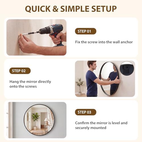 Bathroom Round Mirrors for Over Sink, 30 Inch Wall Circle Mirror - Image 6