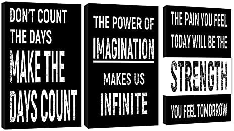 3 Piece Inspirational Wall Art Black Background Sayings Pictures, Quote by GUTTATYART