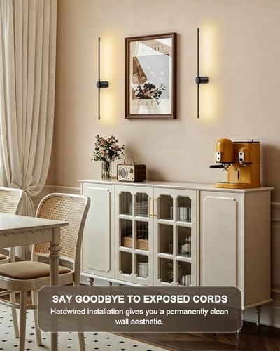 FRIDEKO HOME Black Wall Sconces Set of Two 4000K LED Wall Lights Fixtures - Image 4