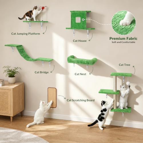 Cat Wall Shelves, 6-in-1 Cat Wall Furniture Set - Image 2
