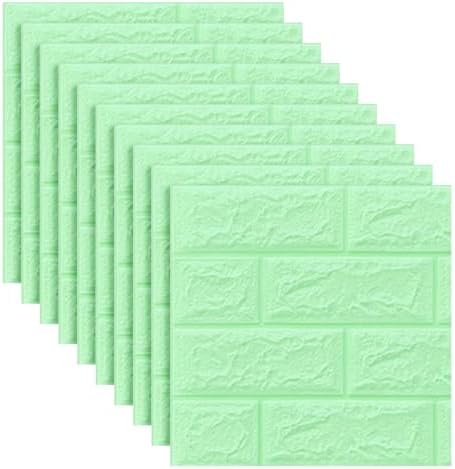 10PCS 3D Brick Wall Panel, Light Green by LKXHarleya