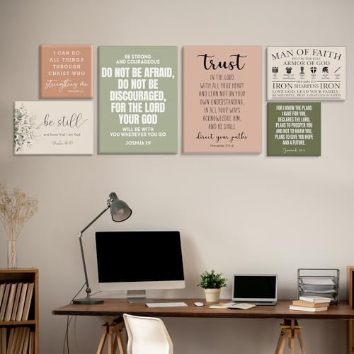 Set of 6 Framed Motivational Christian Bible Verse Wall Art - Image 4