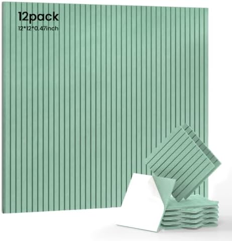 12 Pack Self-Adhesive Acoustic Wall Panels, 12 Inch-Turquoise by 100PolyesterAcousticPanel