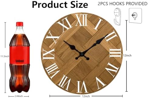 12 Inch Wall Clock, Roman Numerals Wall Clock Battery Operated - Image 3