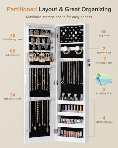 Nicetree Jewelry Cabinet Armoire, Hanging Jewelry Organizers and Storage - Image 3