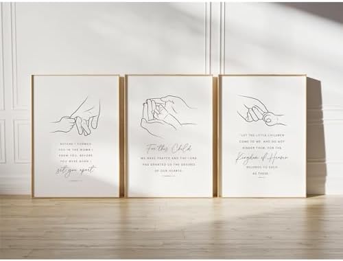 Joocrise Nursery Scripture Wall Art Set of 3 Nursery Bible Verse Wall Decor by Unknown