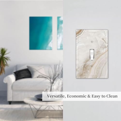 Decorative Light Switch Cover Beige Marble Pattern 1 Gang Single Toggle - Image 7