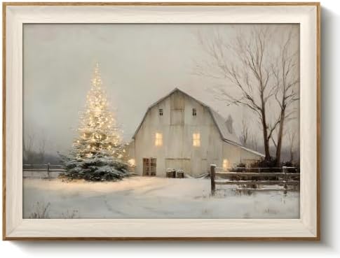 VIYYIEA Christmas Tree Farmhouse Barn Framed Canvas Wall Art, 12×16 Inch by VIYYIEAART