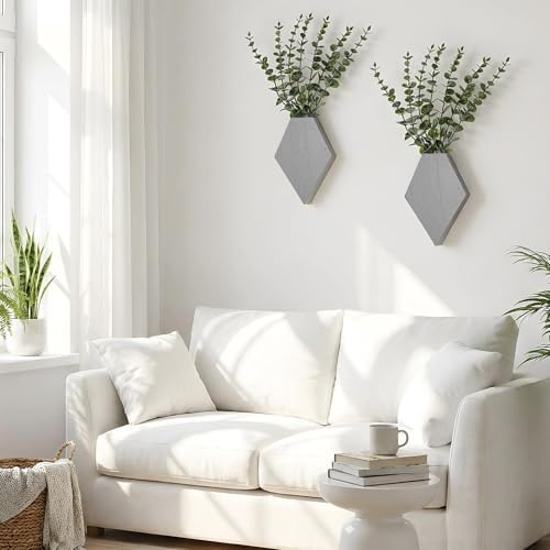 Chunful 2 Pcs Wooden Wall Planter Decor, Light Gray, 7.1 x 4.7 x 1.2 Inches - Image 4