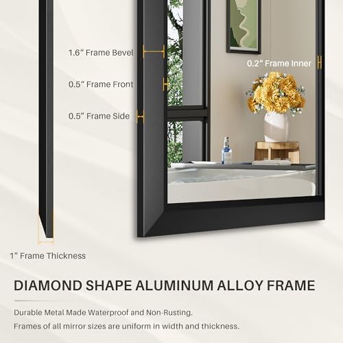 Briivue Black Metal Framed Bathroom Wall Mirror, 24x32 Inch - Image 5