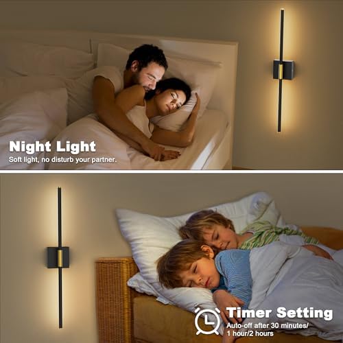 31.5 Inch Battery Operated Wall Sconce Set of Two, 8000mAh USB Rechargeable - Image 5