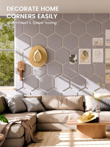 Fluxynara 8-Pack Hexagon Felt Bulletin Board Tiles, Soft Gray-1 - Image 4