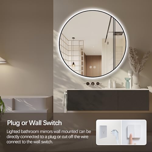 Niccy 40" Round LED Bathroom Backlit Mirror - Image 6