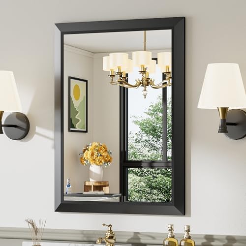 Briivue Black Metal Framed Bathroom Wall Mirror, 24x32 Inch by Briivuemodernmirrors