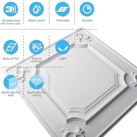 Art3d 24-Pack Waterproof PVC Drop Ceiling Tiles, 24 x 24 in - Image 6