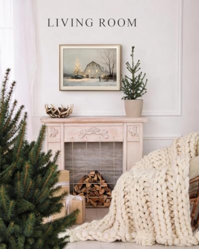 VIYYIEA Christmas Tree Farmhouse Barn Framed Canvas Wall Art, 12×16 Inch - Image 3
