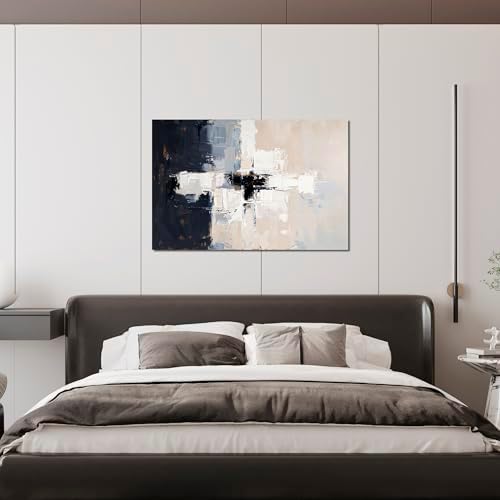 Modern Black and White Abstract Canvas Wall Art - Image 2