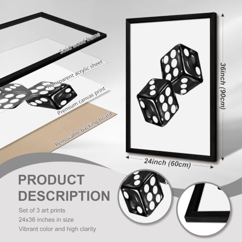 Black White Aesthetic Wall Art Decor 8 Ball Canvas Poster Y2k Cool Dice - Image 2