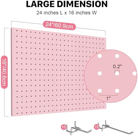 Peg Board, 3 Pack Metal Pegboard Panels Pink Pegboards Wall Organizer - Image 2