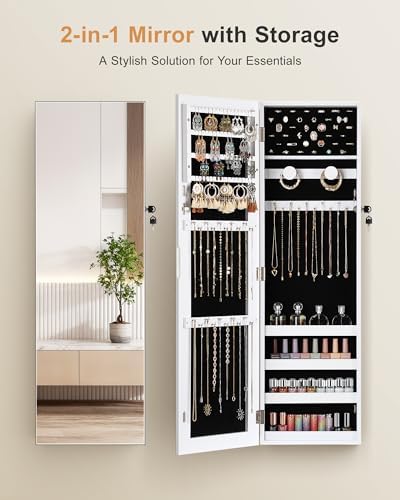 Nicetree Jewelry Cabinet Armoire, Hanging Jewelry Organizers and Storage - Image 6
