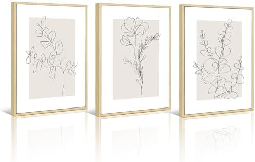 Neutral Botanical Prints Wall Art Flower Minimalist Canvas Wall Decor Vintage by Youillne