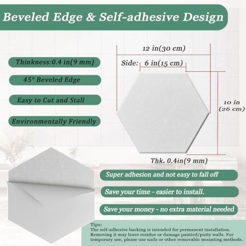 Hexagon Acoustic Panels, 12 Pack Self-Adhesive Sound Panels - Image 4