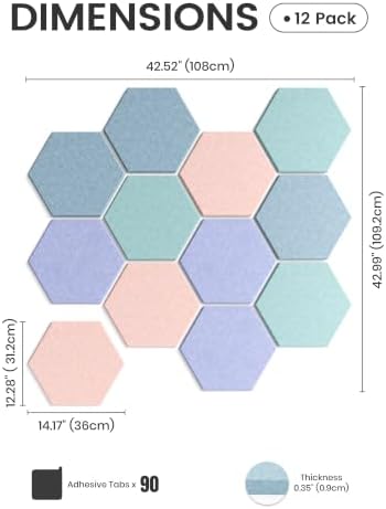 Fluxynara Extra Large 12-Pack Felt Bulletin Board Tiles, Coastal Haze - Image 2