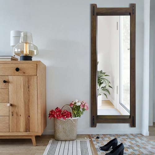 Full Length Mirror with Wood Frame ，60" x 21" Standing Full Body Floor Wall - Image 3