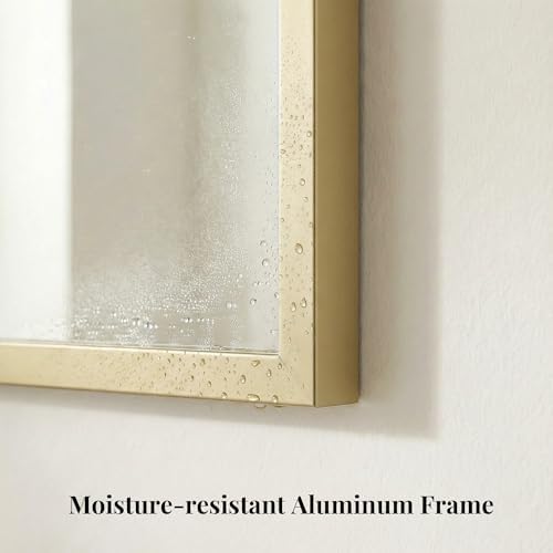55"x30" Satin Gold Wide Bathroom Wall Mirror - Image 4
