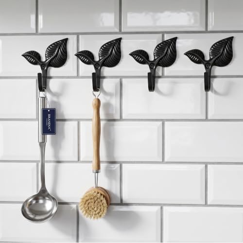 4pcs Heavy Duty Vintage Leaf Wall Hooks Antique Bronze Decorative Iron Coat - Image 2