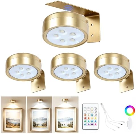 4 Pack Picture Lights for Wall, Rechargeable Magnetic Art Display Lights by Unknown