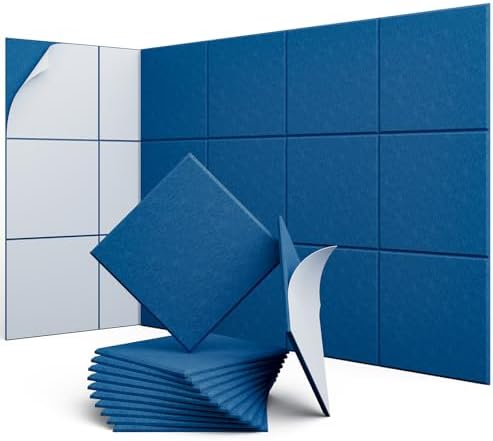 Square Acoustic Panels, 12 Pack Self-Adhesive Sound Panels by UNECHOACOUSTIC