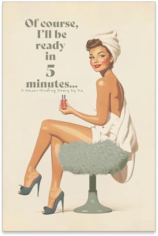 noxozoqm Boho Sage Green Bathroom Poster Vintage 70s Pin Up Girl Wall Art Of by Unknown