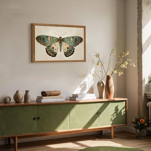 AVECCO Vintage Green Butterfly Decor Framed Wall Art Canvas 16x24 inch - Image 3