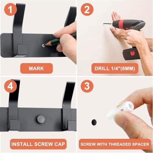 Coat Rack Wall Mounted, 6 Coat Hooks - Image 5