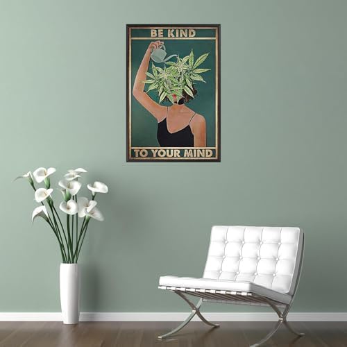 Vintage Mental Health Be Kind To Your Mind Posters Green Background Abstract - Image 2
